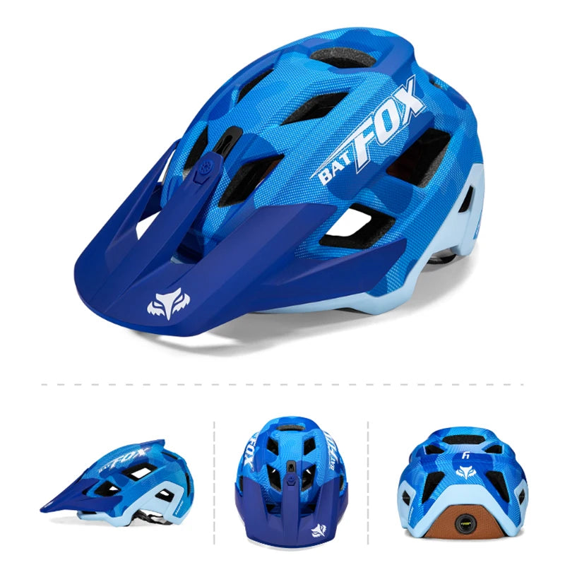 Batfox 2025 MTB-Helm Blau Hellblau – Mehrere Ansichten für klare Detailübersicht